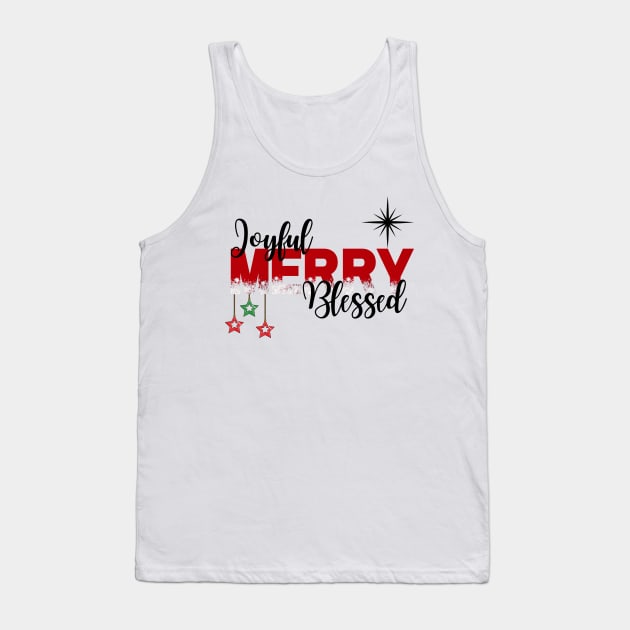 Joyful, Merry, Blessed, Christmas Tank Top by hippyhappy